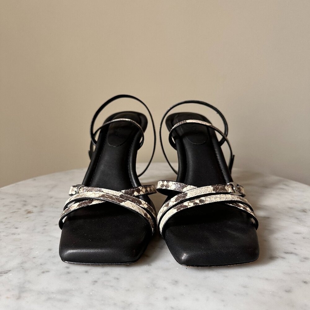 COACH | Grey Snakeskin Sculpted C Kitten Heels  with Square Toe  7.5- Elegant - Picture 4 of 13